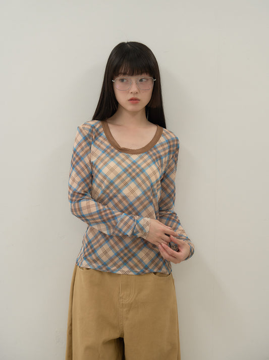 check slim long sleeve tee