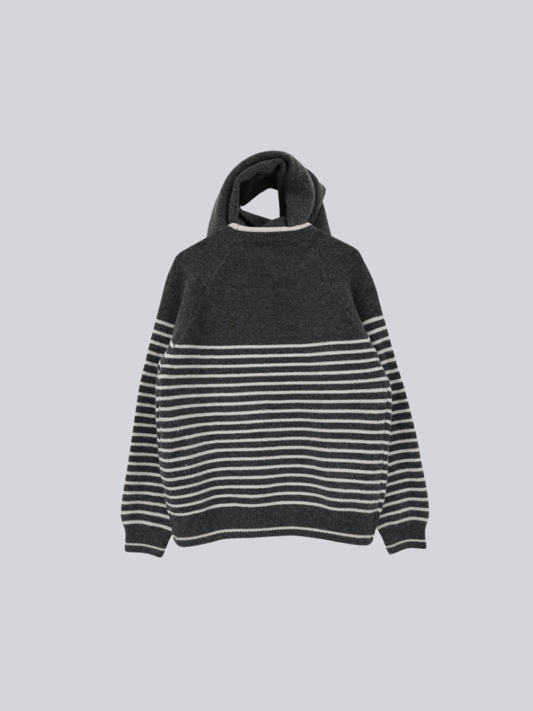 border knit top scarf set