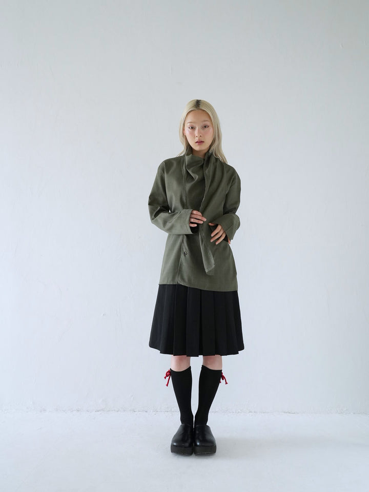 【 10月上旬発送予定 】drape neck asymmetric blouse