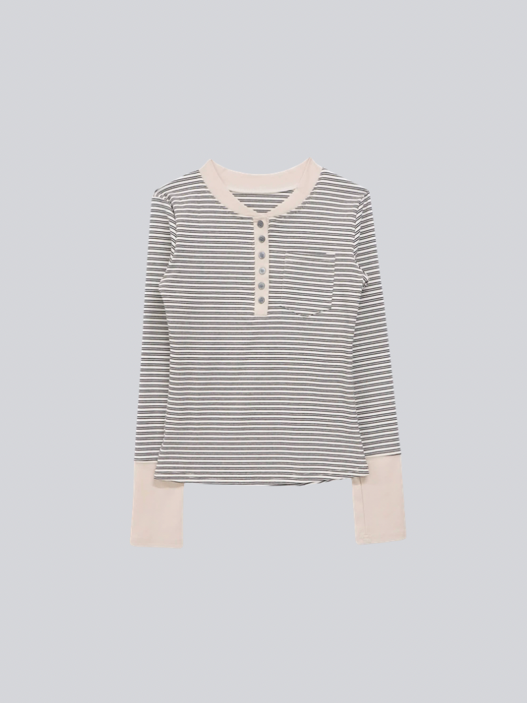 layered striped henley top