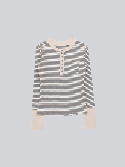 layered striped henley top