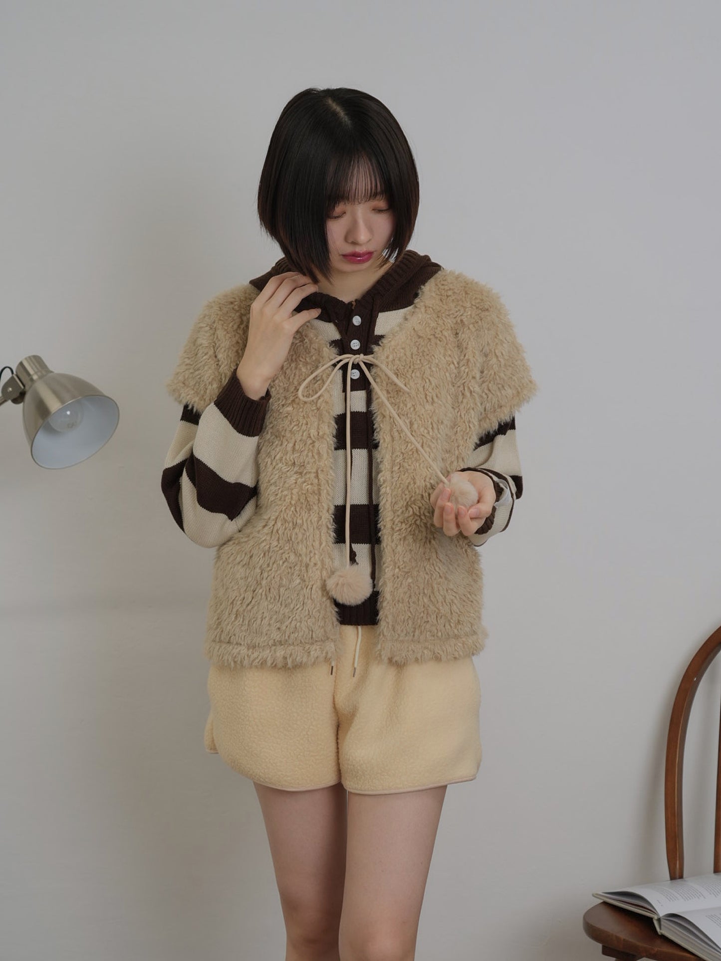 fur knit vest