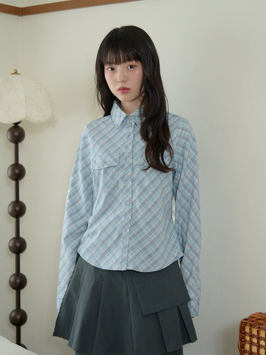 soft plaid cropped shirt