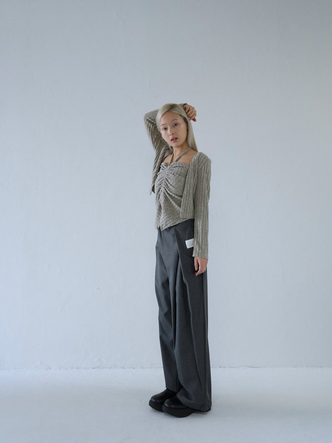 【 10月上旬発送予定 】ribbed ruched cami & cardigan set