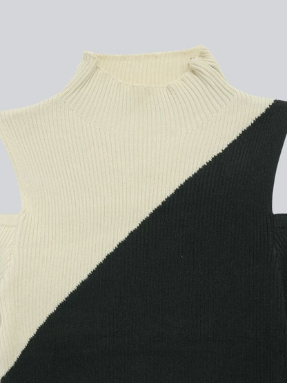 two tone shoulder hole knit