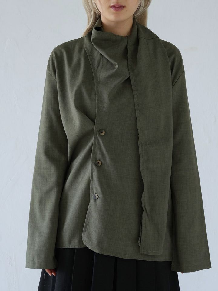 【 10月上旬発送予定 】drape neck asymmetric blouse