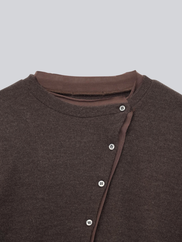 asymmetric button rib cardigan