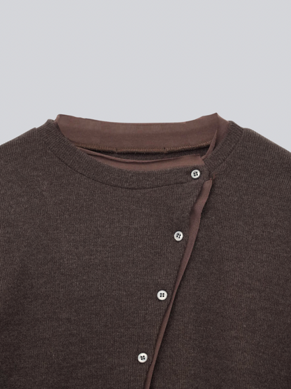 asymmetric button rib cardigan