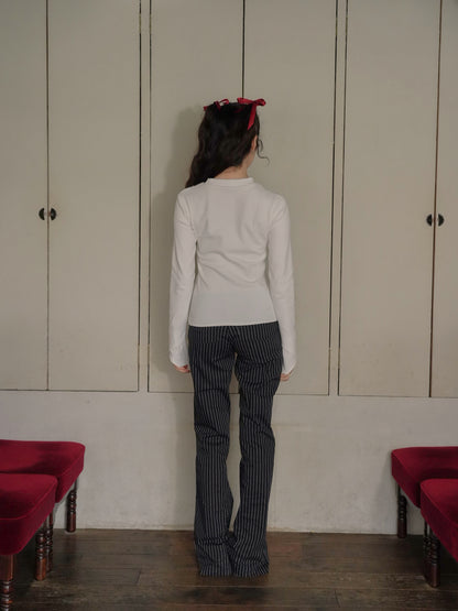 low rise pinstripe flare pants