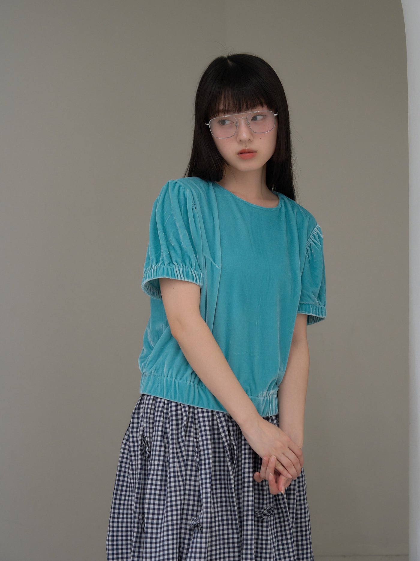 velour puff sleeve top