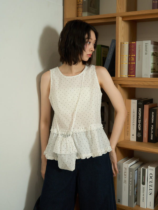 dot sleeveless blouse set