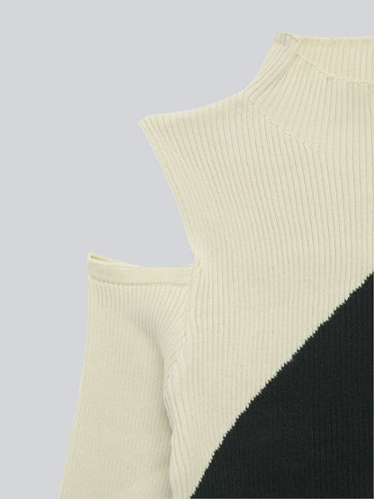 two tone shoulder hole knit