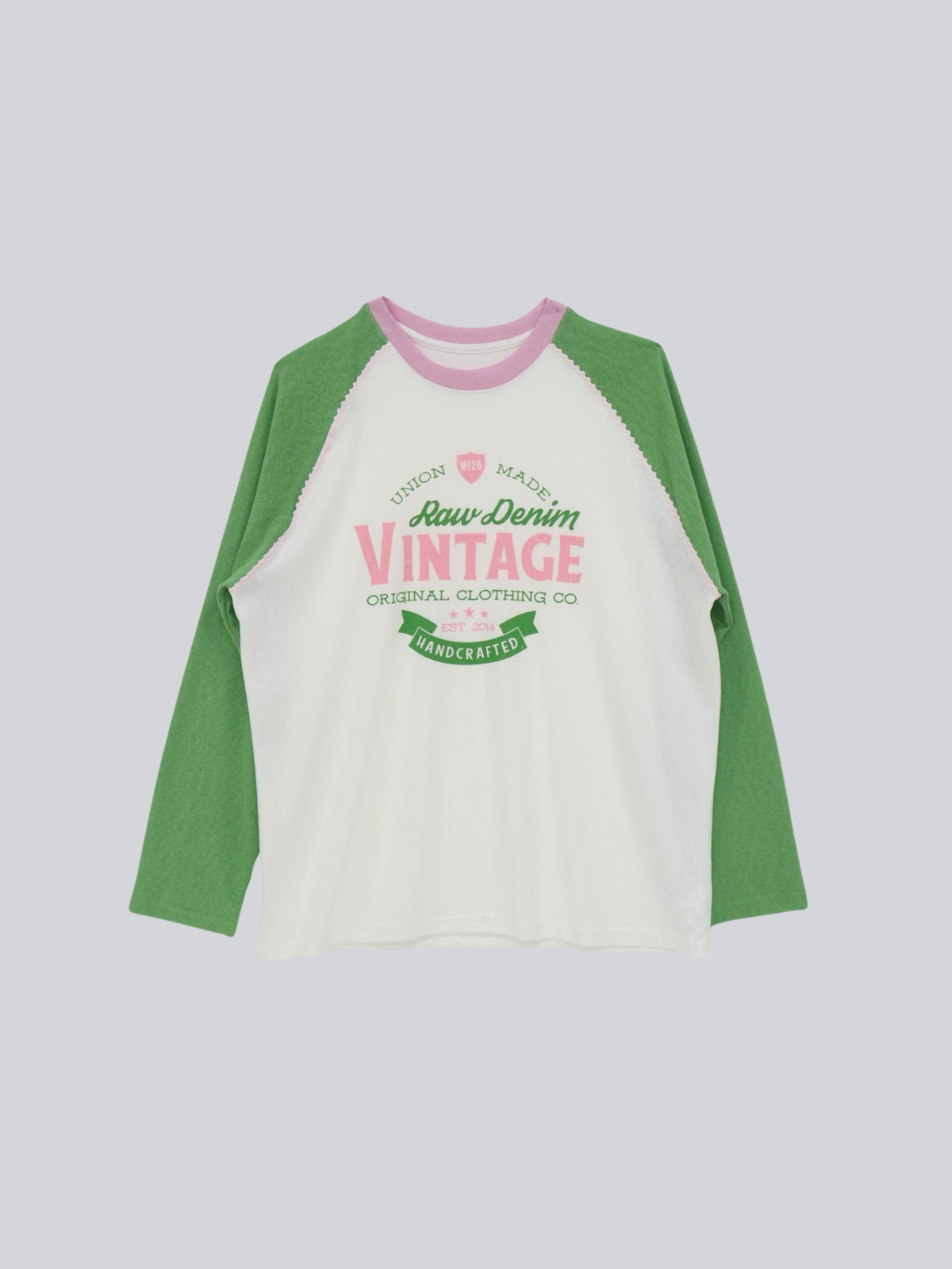 vintage raglan print long  tee