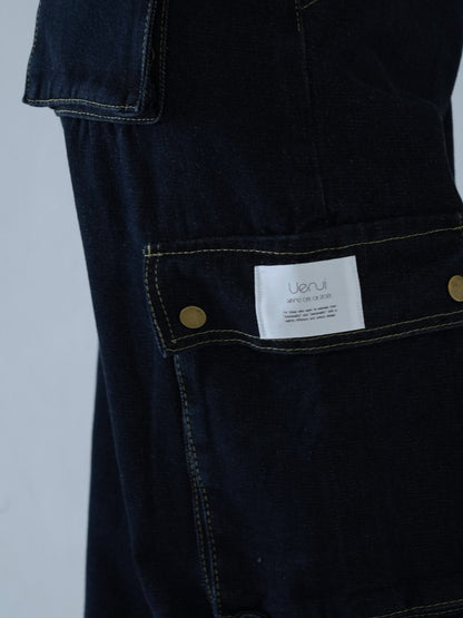 dark denim cargo pants