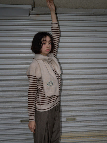 border knit top scarf set