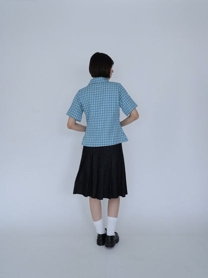 retro check button shirt