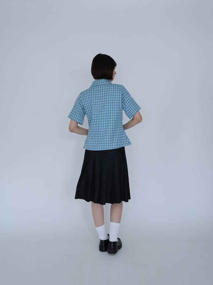 retro check button shirt
