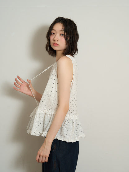 dot sleeveless blouse set