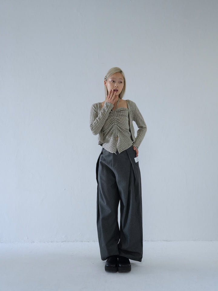 【 10月上旬発送予定 】ribbed ruched cami & cardigan set