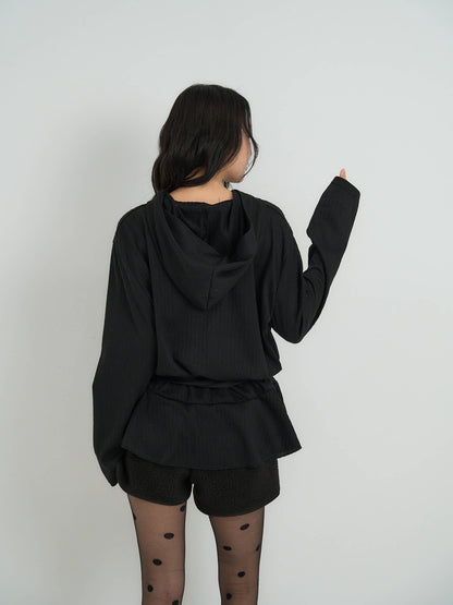 rib knit hoodie