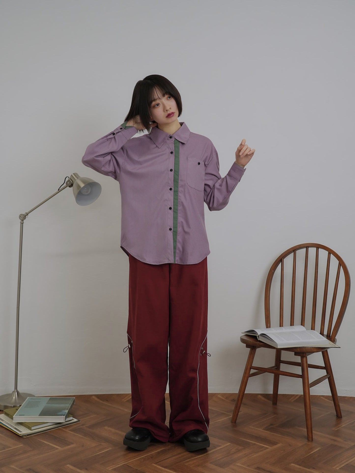 stitch line wide pants