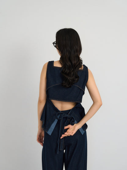 square neck denim top