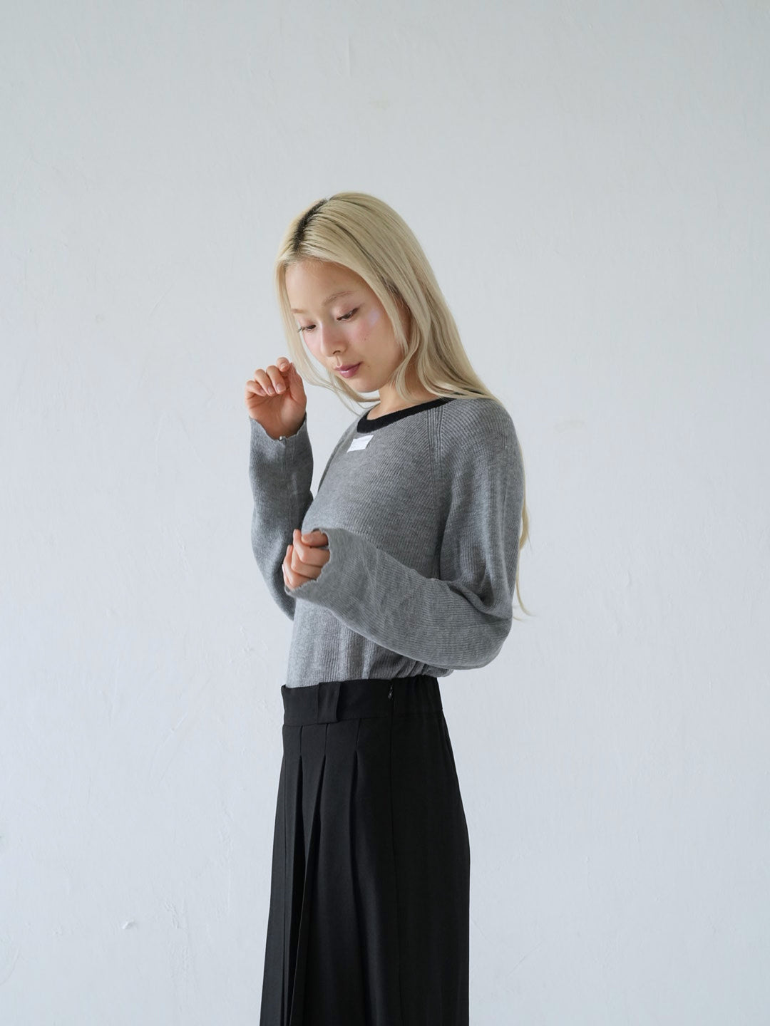 【 10月上旬発送予定 】contrast trim rib knit top