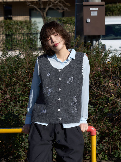 animal knit vest