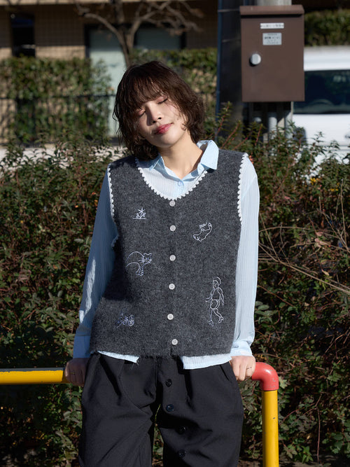 animal knit vest