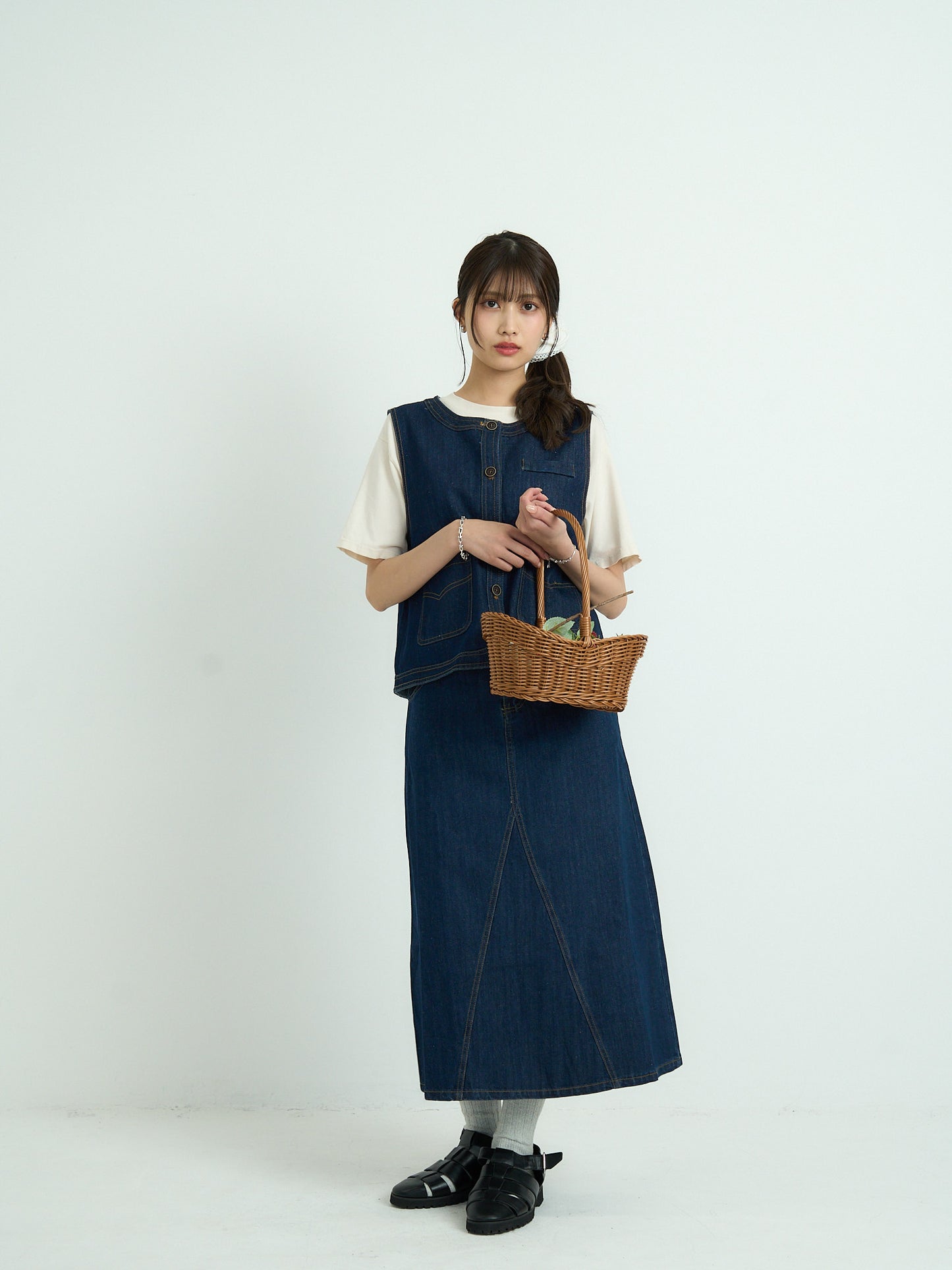 denim stitch vest