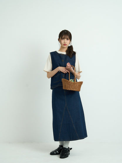 denim stitch vest