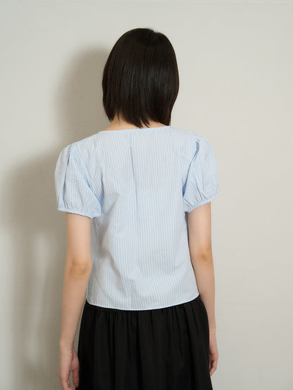 stripe ribbon blouse