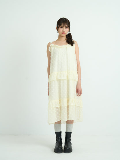 dot chiffon tiered dress