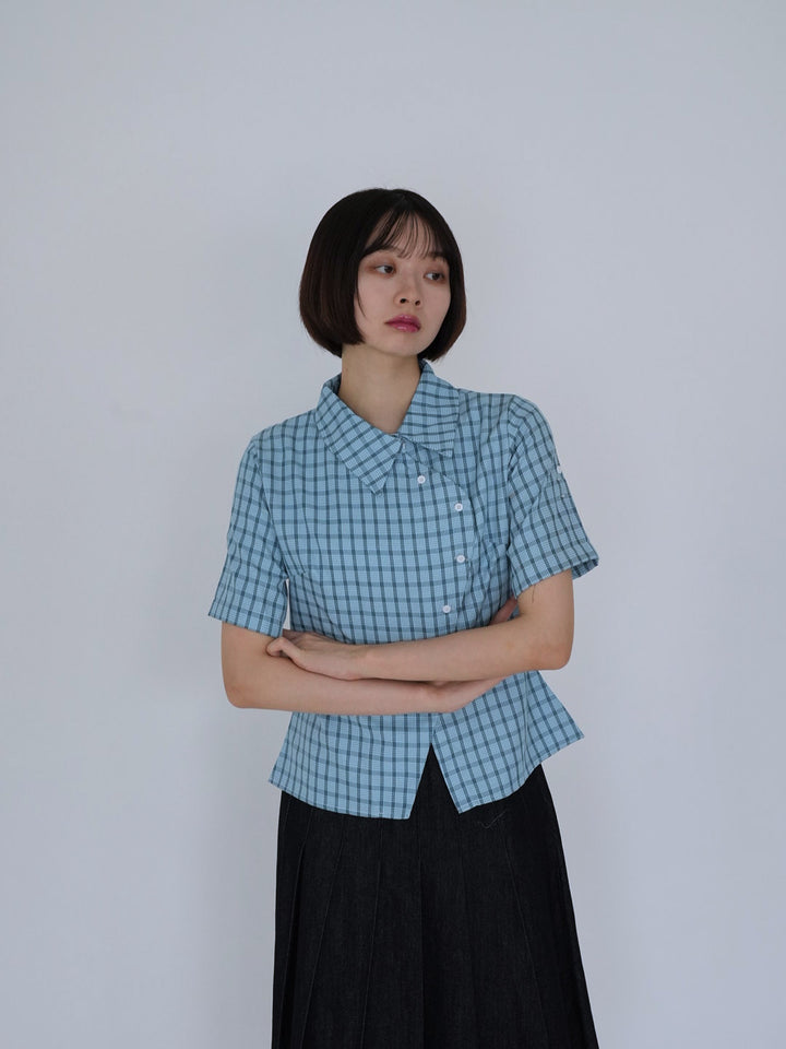 retro check button shirt