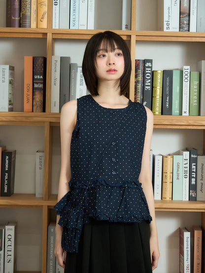 dot sleeveless blouse set