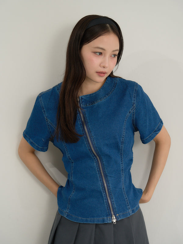 zip denim top