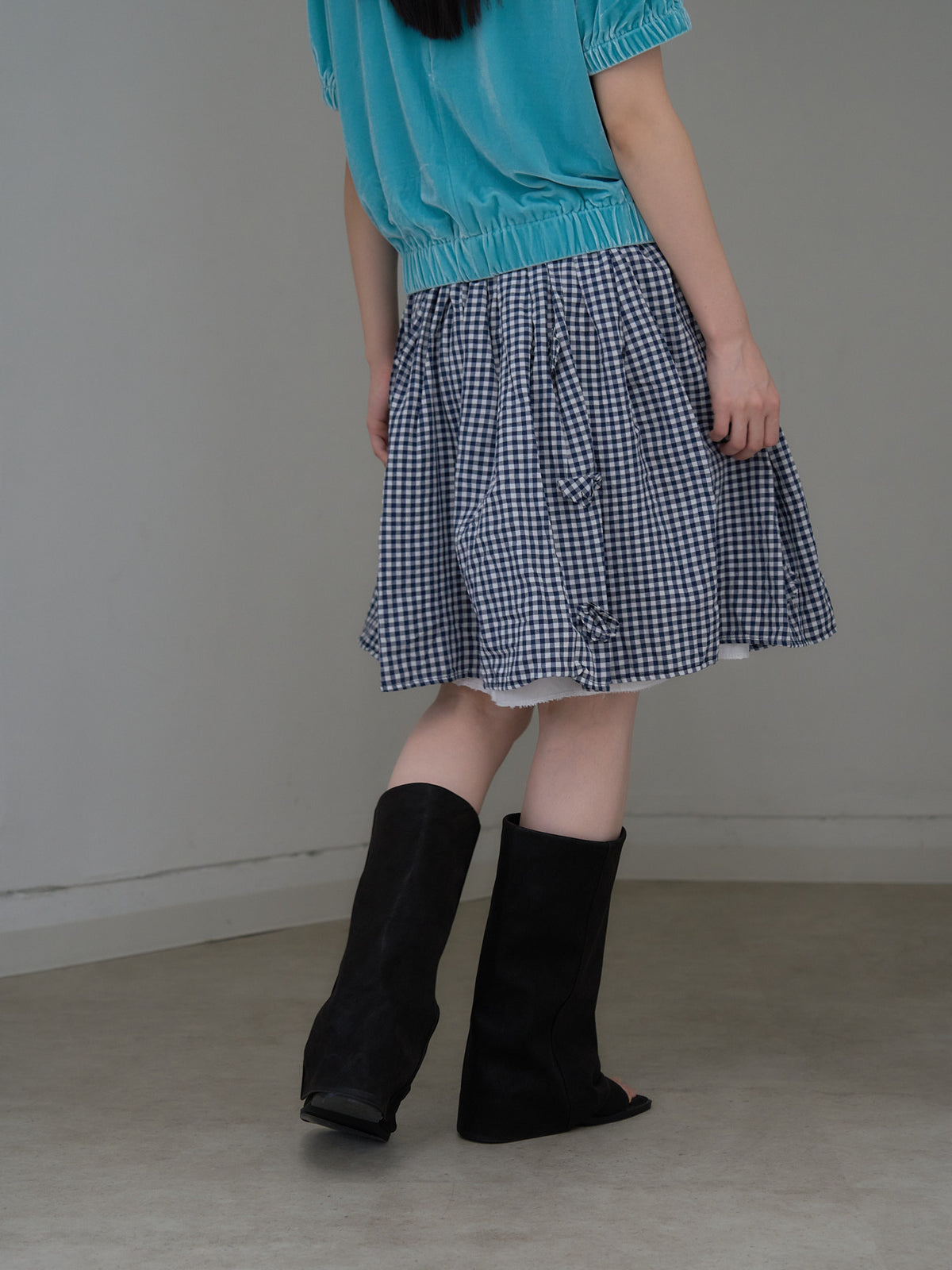 navy check skirt
