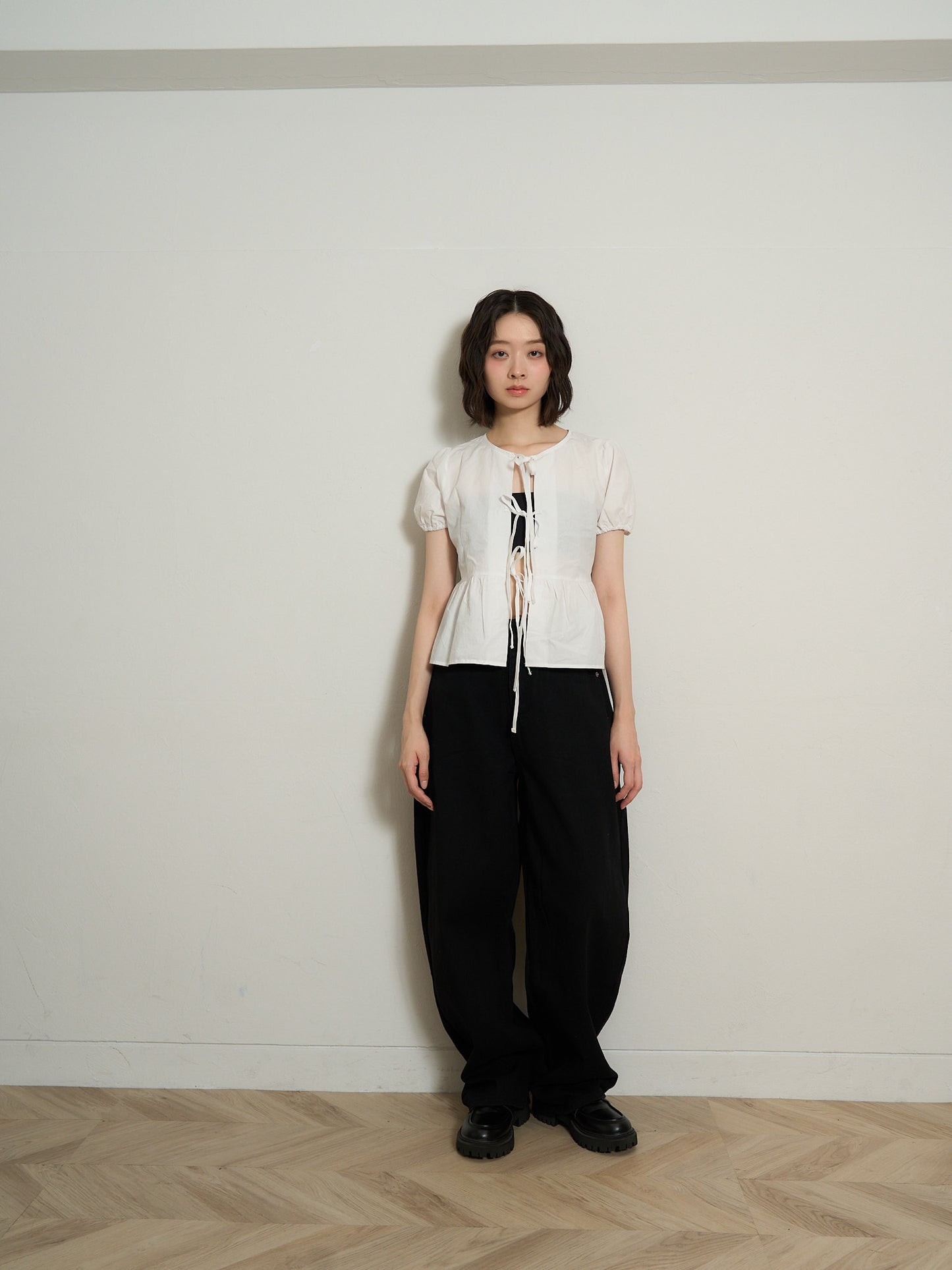 ribbon flare blouse