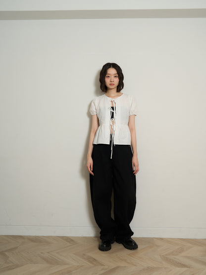 ribbon flare blouse