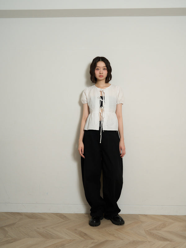 ribbon flare blouse