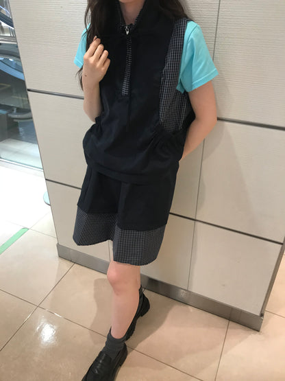 check vest & skirt set