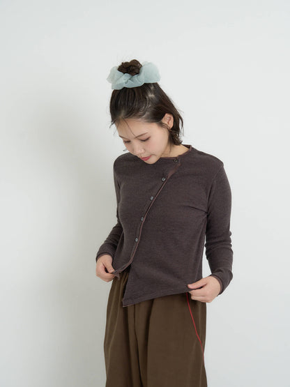 asymmetric button rib cardigan