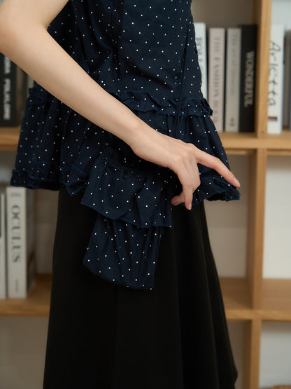 dot sleeveless blouse set