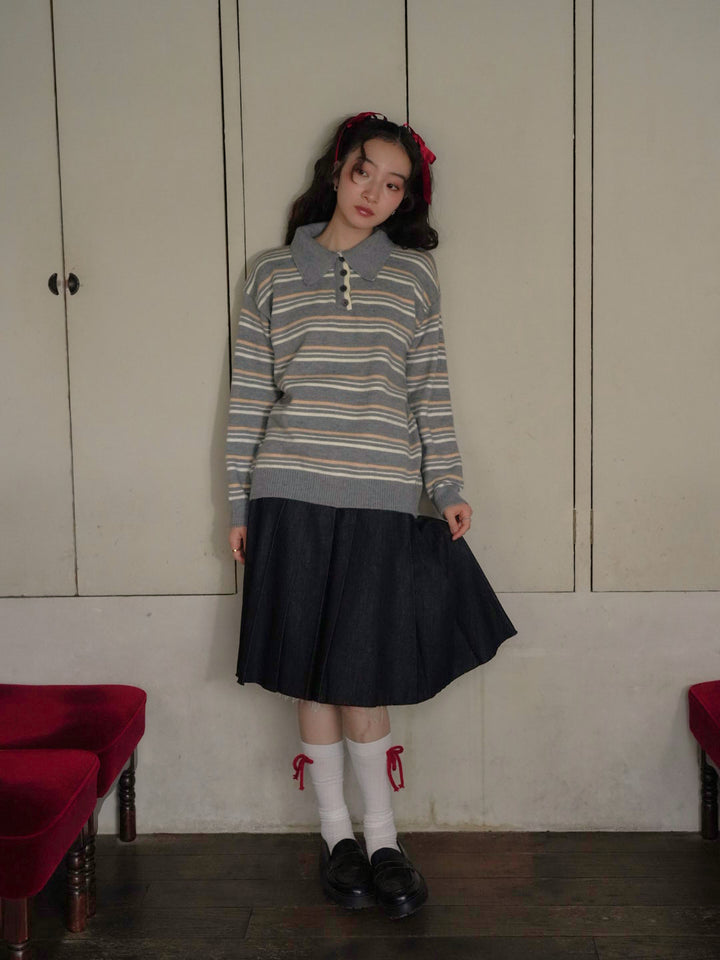 retro stripe collar knit