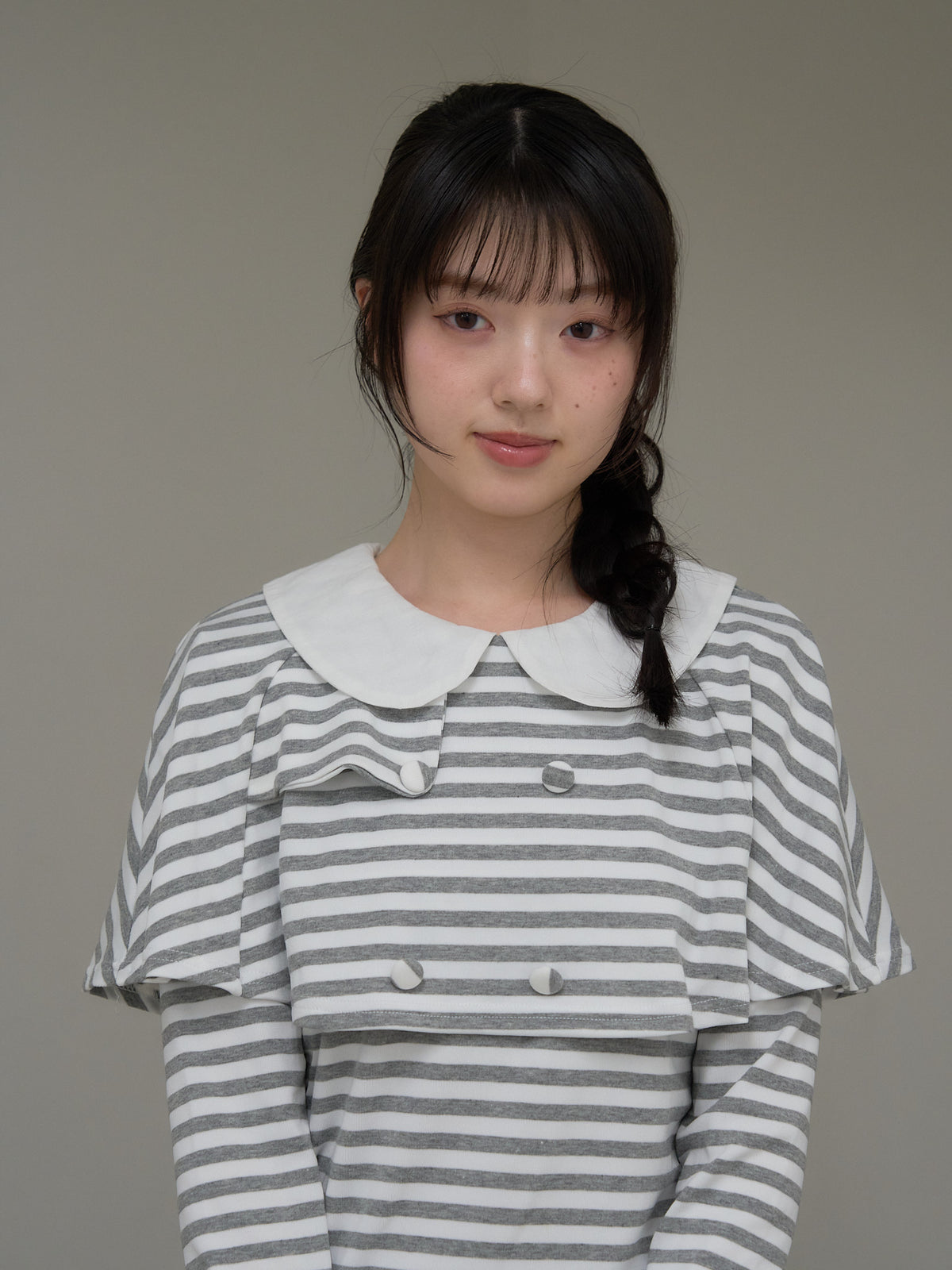 border doll collar cape sleeve top