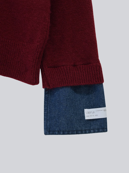 denim collar knit pullover