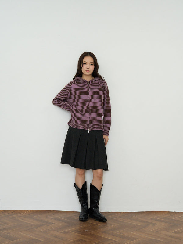 border knit zip hoodie
