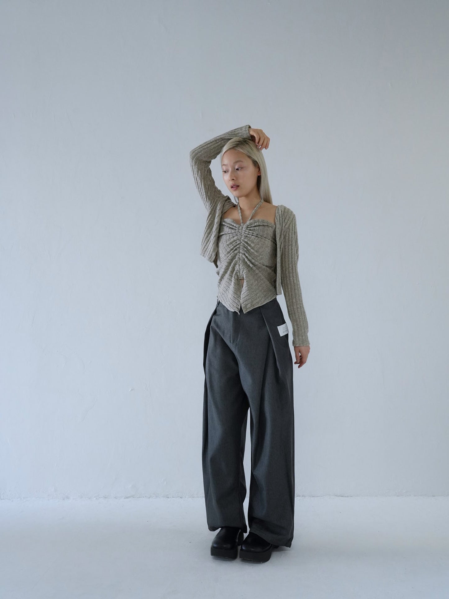 pleated wide leg trousers