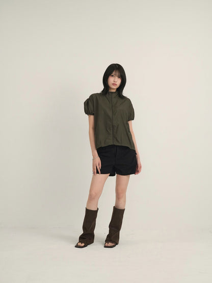 stand collar zip short jacket