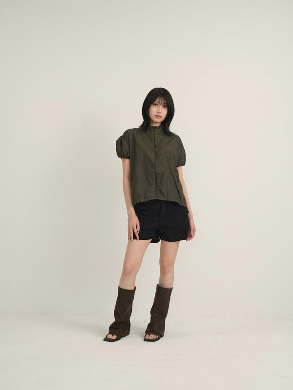 stand collar zip short jacket